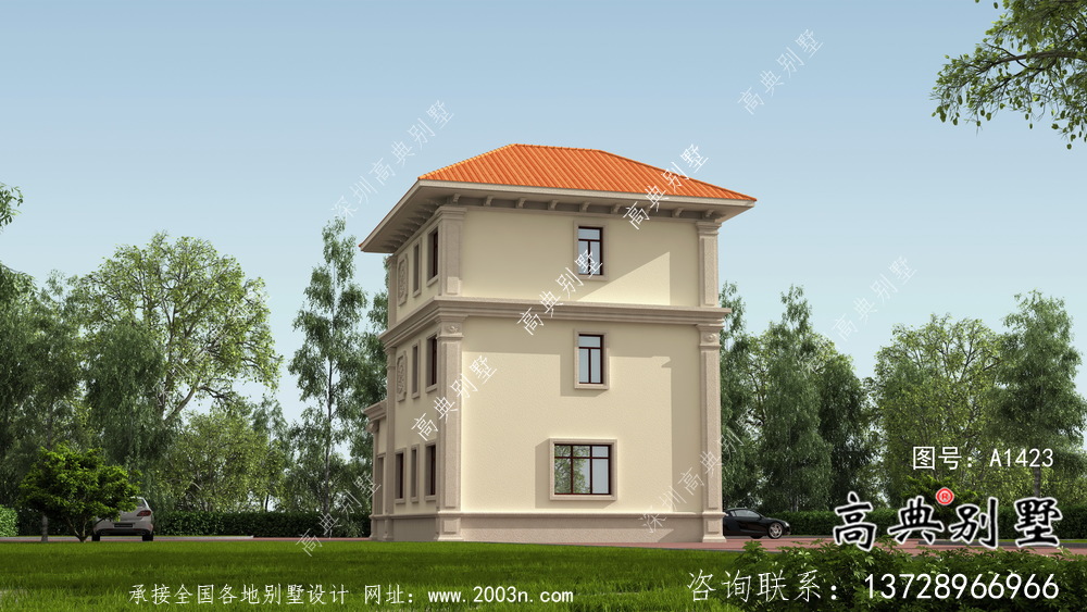 舒適明亮歐式風格三層別墅建筑結構施工詳圖