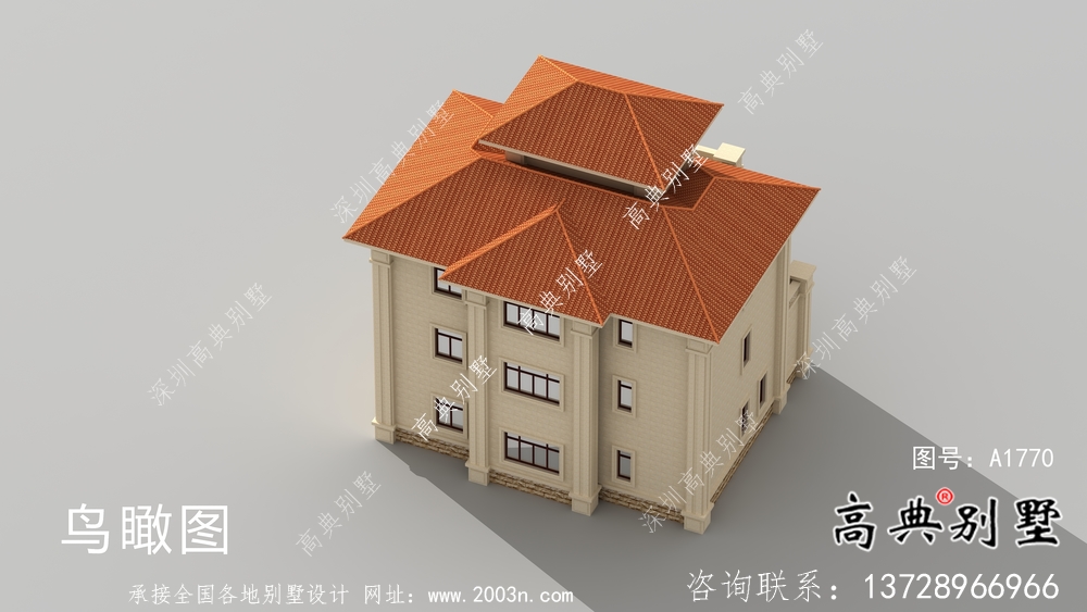 歐式風格四層別墅設計圖紙及外觀效果圖