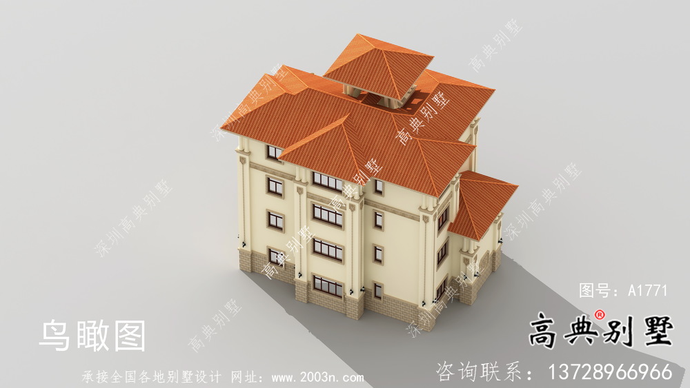 四層大戶型歐式別墅設計外觀效果圖