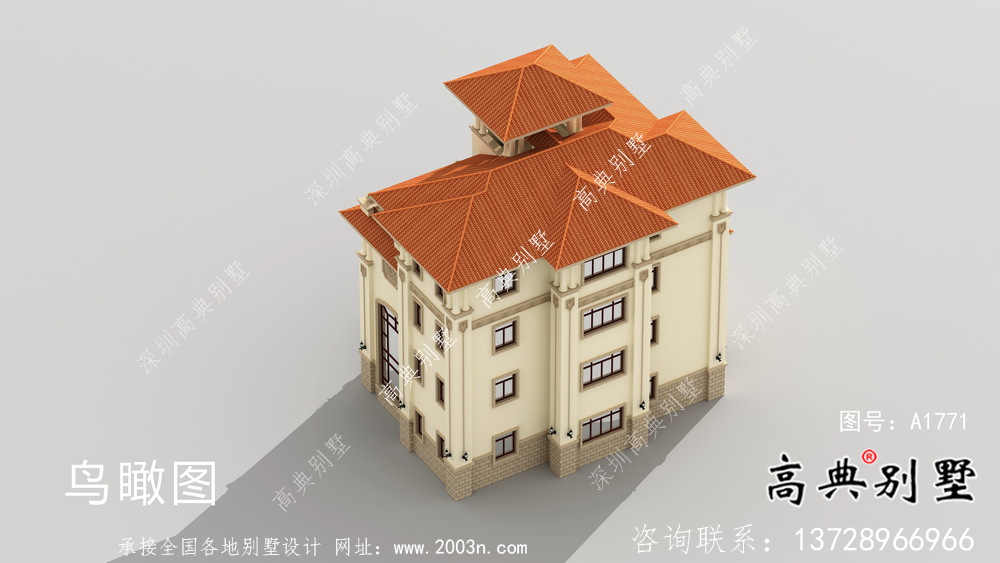 四層大戶型歐式別墅設計外觀效果圖