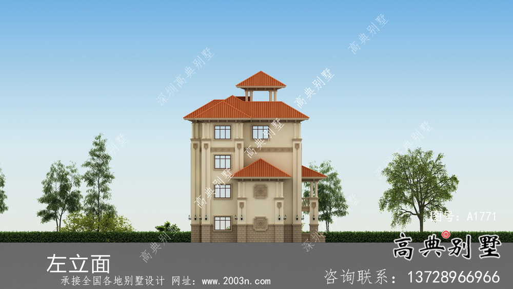 四層大戶型歐式別墅設計外觀效果圖