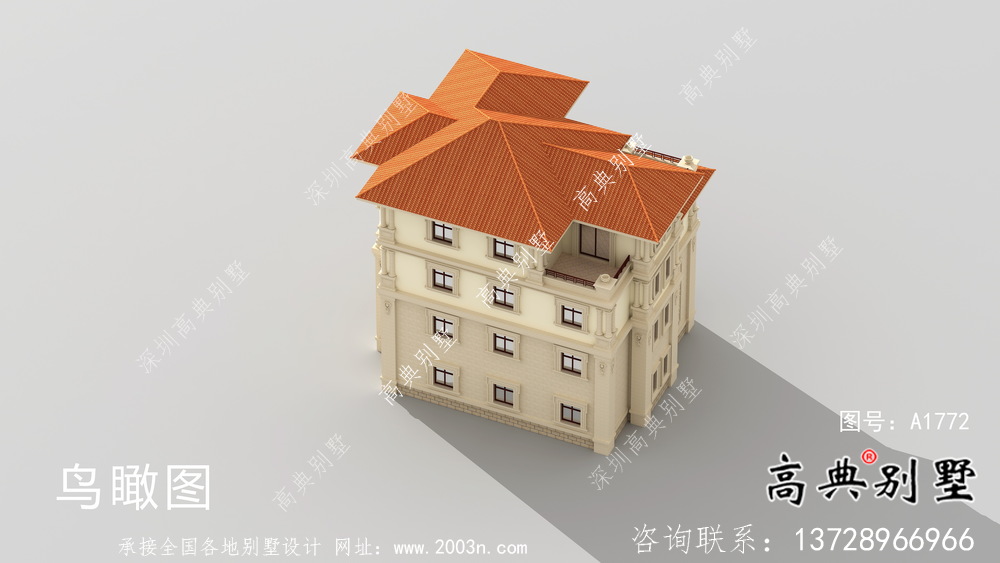 奢華歐式古典四層自建別墅設計實際效果工程圖紙
