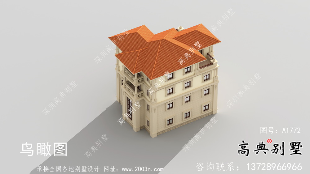 奢華歐式古典四層自建別墅設計實際效果工程圖紙
