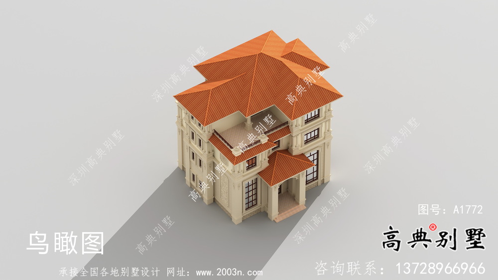 奢華歐式古典四層自建別墅設計實際效果工程圖紙