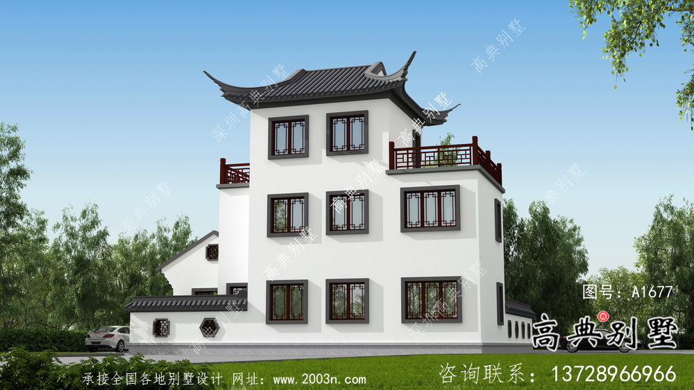 蘇式園林別墅，新中式院子別墅，房屋設(shè)計(jì)圖