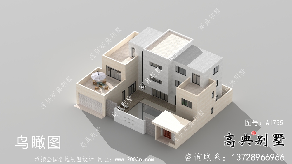 經濟實用型現代風格院子別墅建筑結構圖