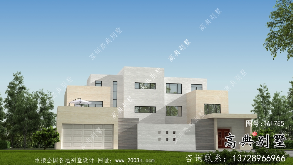 經濟實用型現代風格院子別墅建筑結構圖