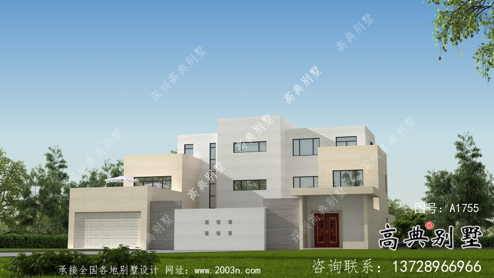 經濟實用型現代風格院子別墅建筑結構圖