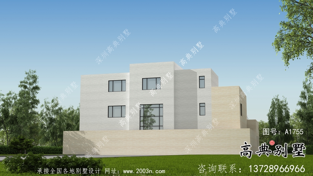 經濟實用型現代風格院子別墅建筑結構圖