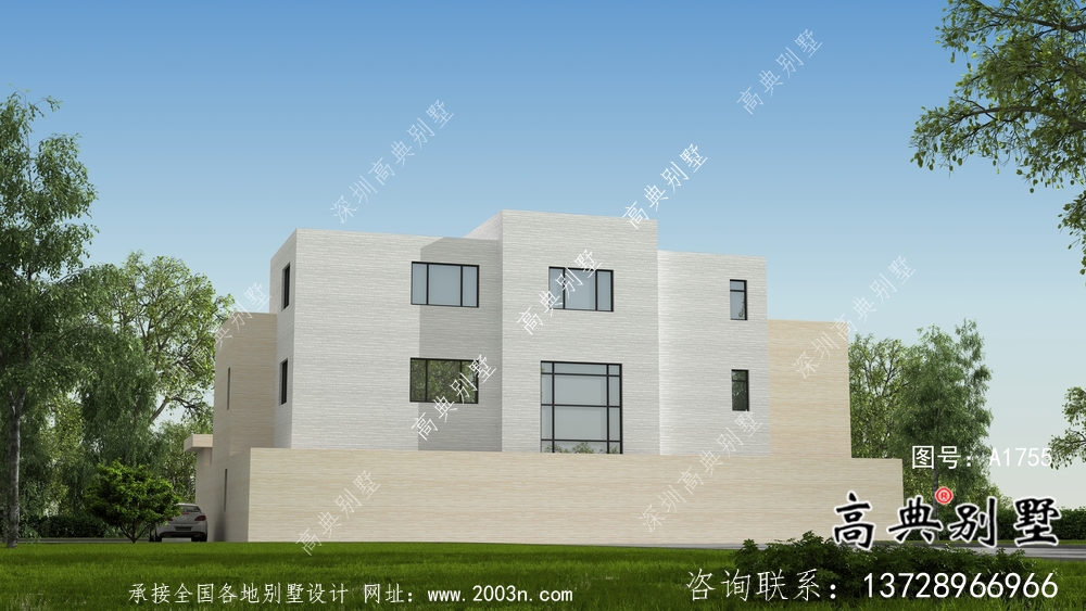經濟實用型現代風格院子別墅建筑結構圖