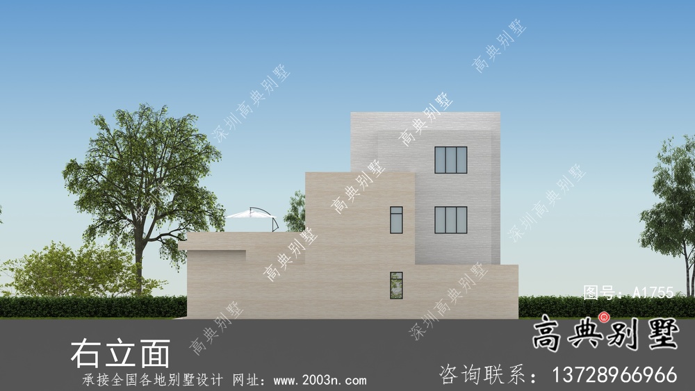 經濟實用型現代風格院子別墅建筑結構圖