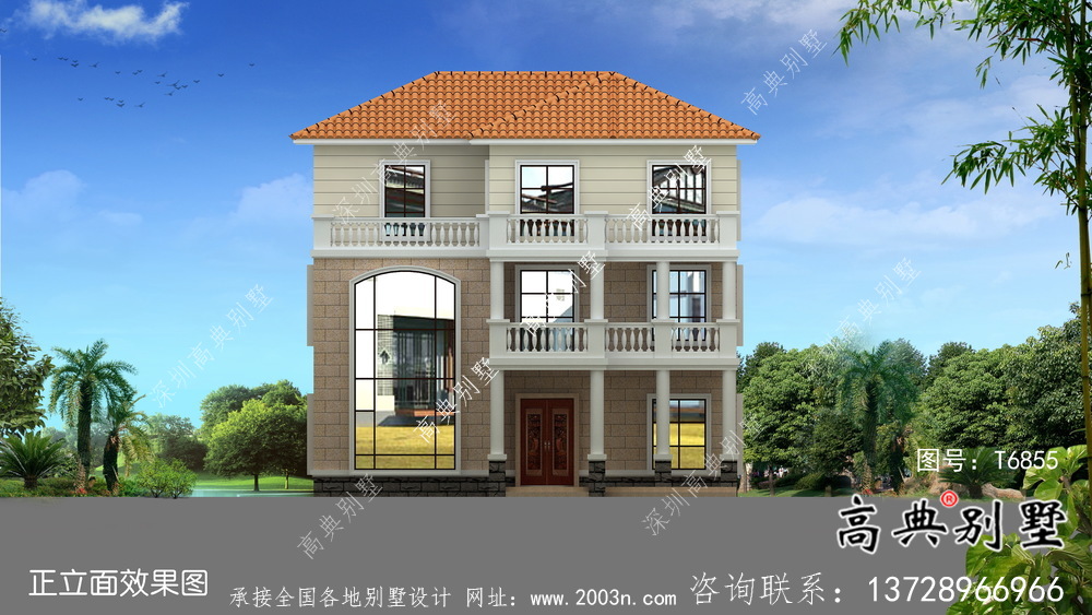 精美三層復式歐式風格獨棟別墅建筑圖