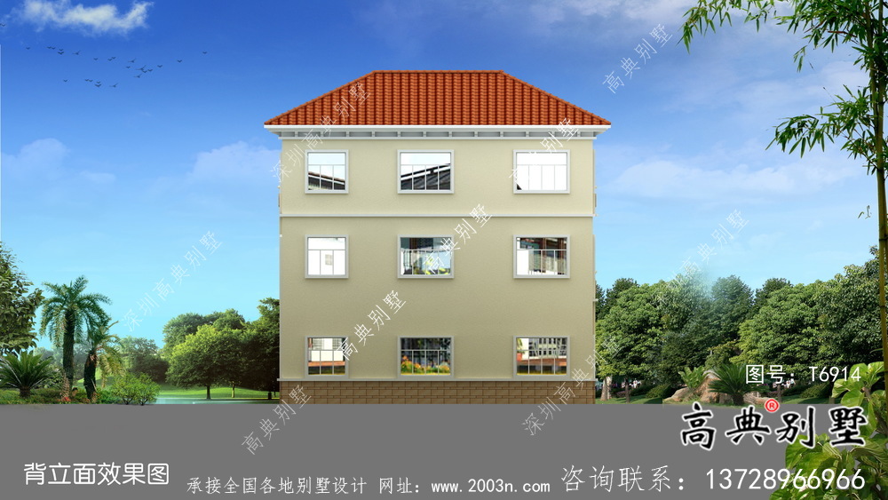 歐式風格坡屋頂三層別墅設計圖紙