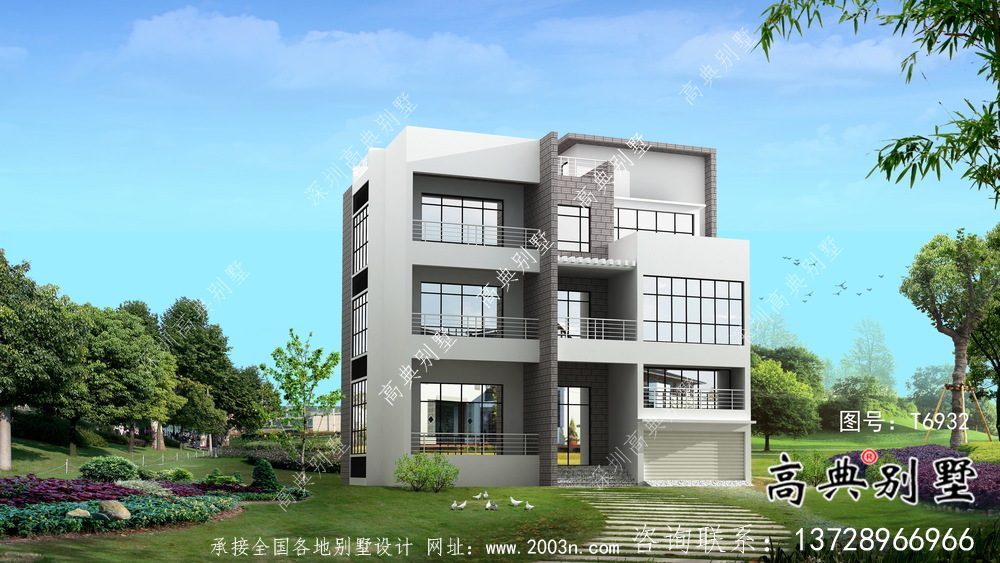 實用美觀二層新型現代風格農村別墅帶車庫