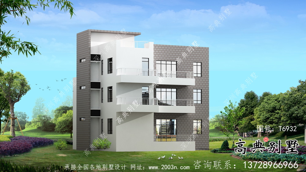 實用美觀二層新型現代風格農村別墅帶車庫