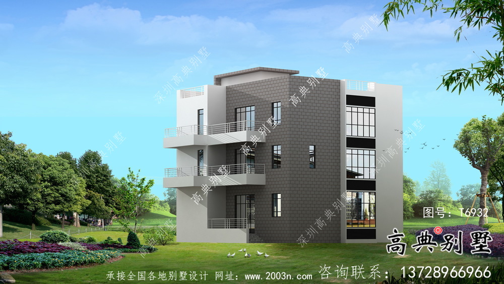 實用美觀二層新型現代風格農村別墅帶車庫