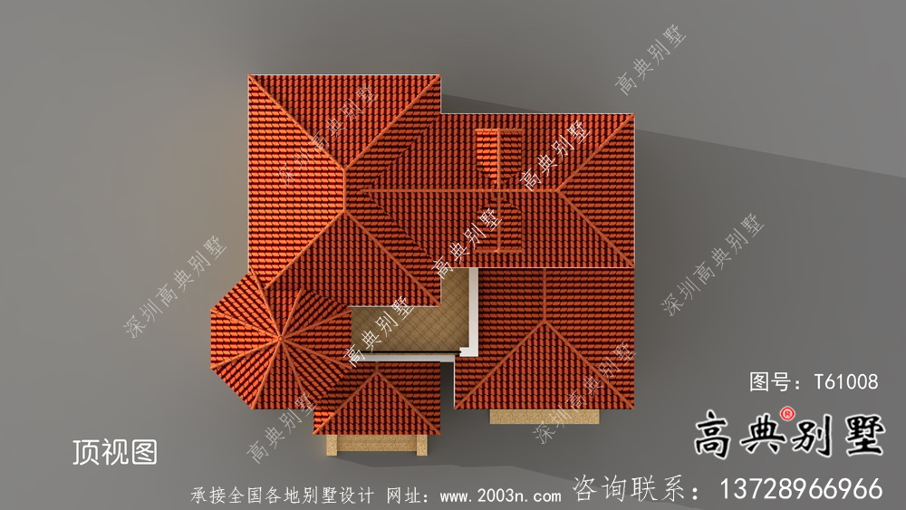 簡易獨特三層歐式風格別墅效果圖