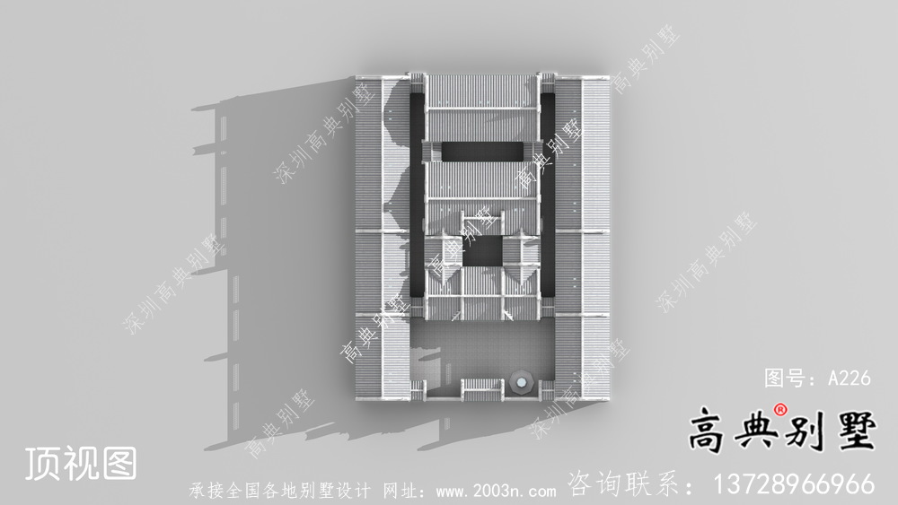 傳統四合院一層中式別墅設計圖紙