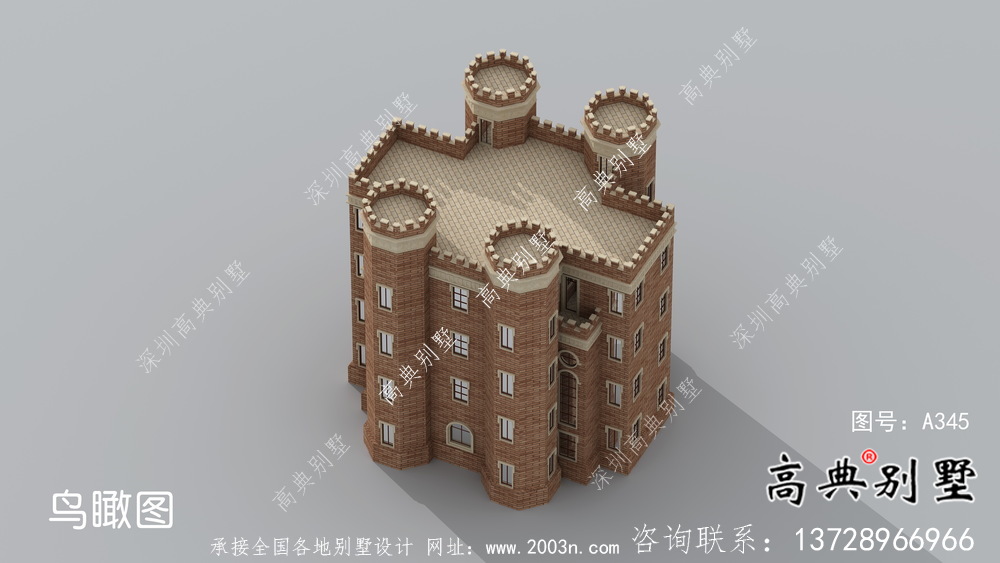 新潮五層西式城堡別墅，平屋頂別墅設計方案