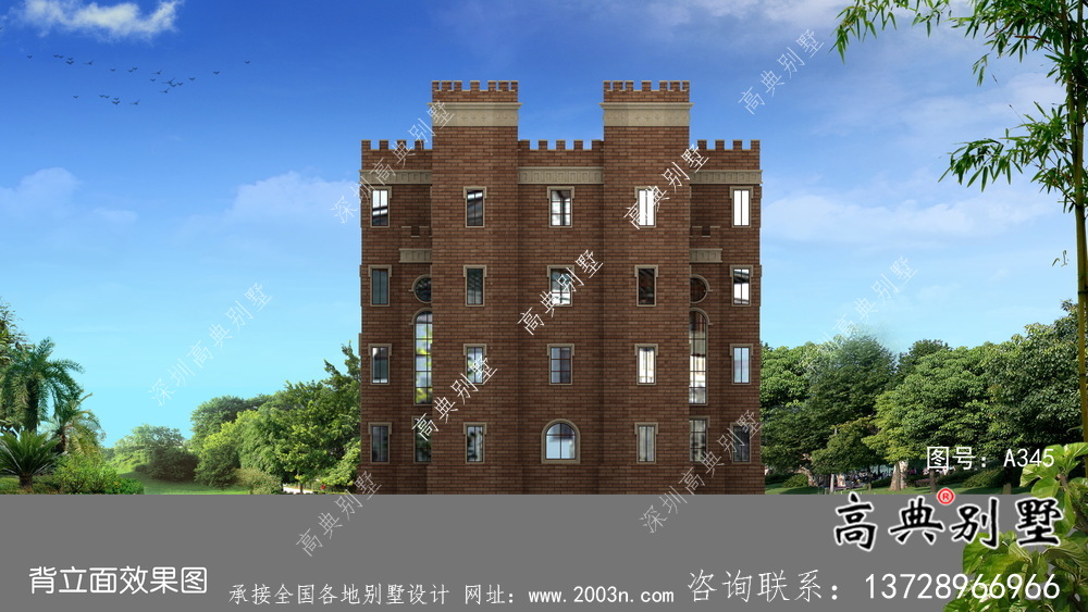 新潮五層西式城堡別墅，平屋頂別墅設計方案