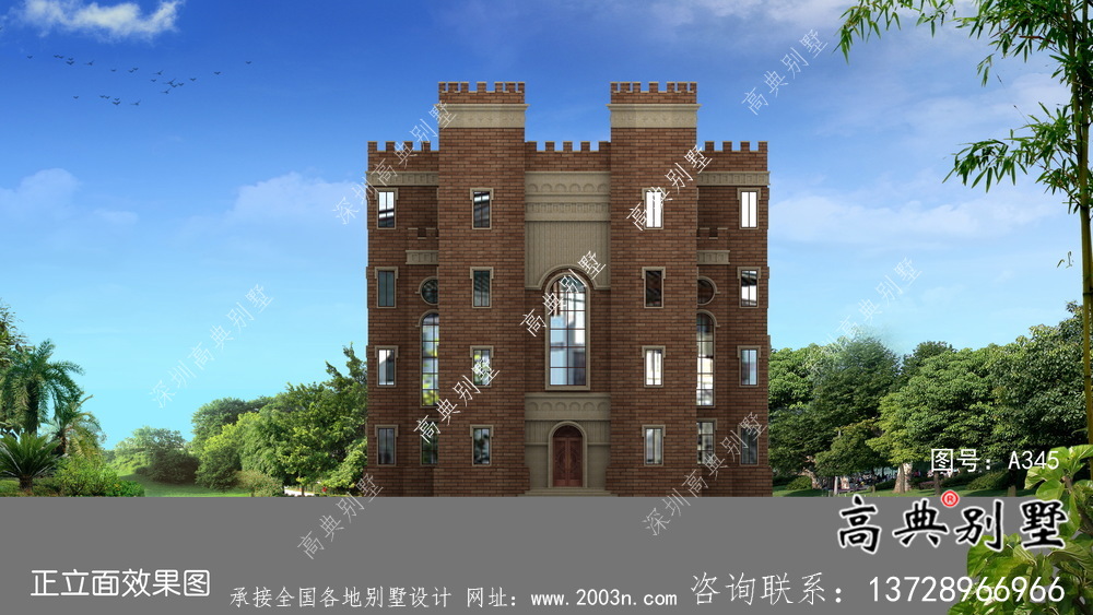 新潮五層西式城堡別墅，平屋頂別墅設計方案