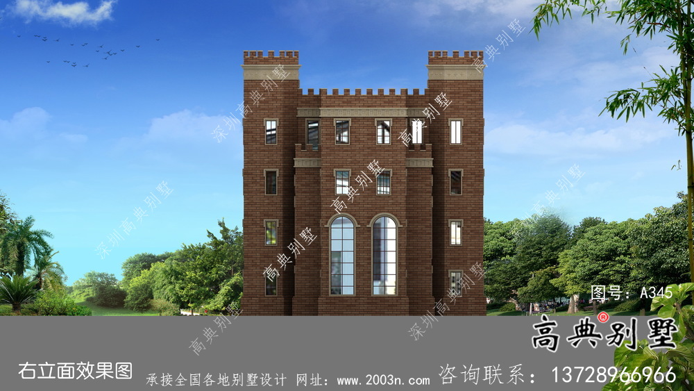 新潮五層西式城堡別墅，平屋頂別墅設計方案