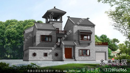 大氣中式院子別墅設計效果圖（建筑+結
