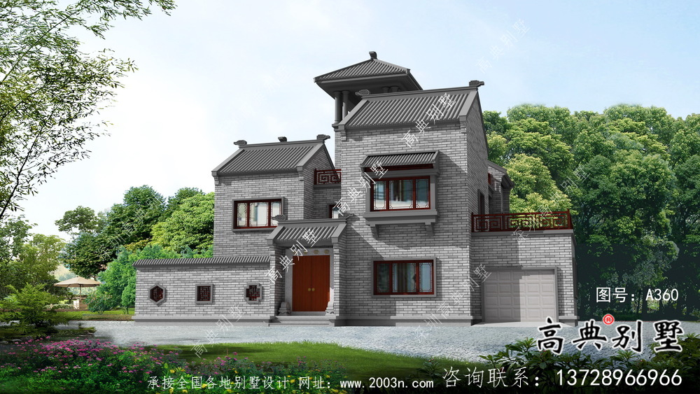 大氣中式院子別墅設(shè)計效果圖（建筑+結(jié)構(gòu)）
