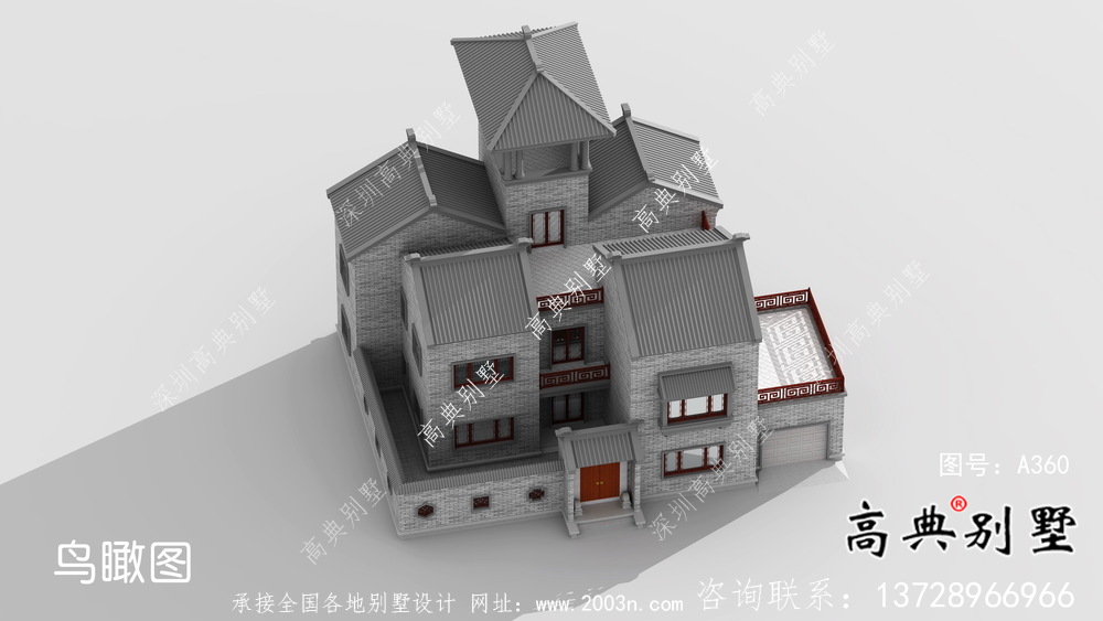 大氣中式院子別墅設(shè)計效果圖（建筑+結(jié)構(gòu)）