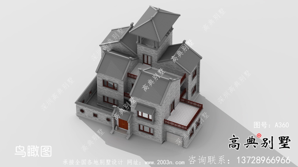 大氣中式院子別墅設(shè)計效果圖（建筑+結(jié)構(gòu)）