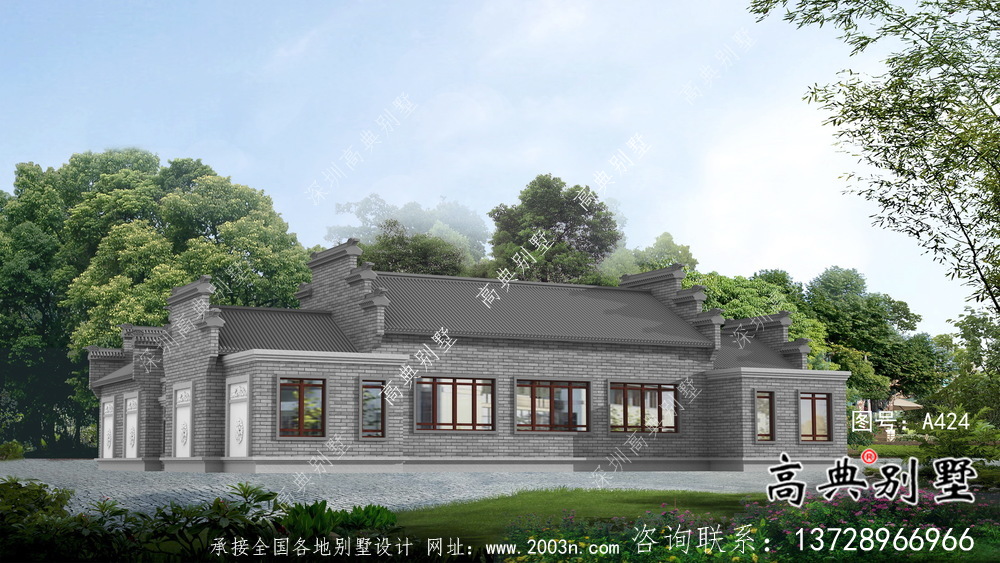 實用單層新農村院子別墅設計效果圖