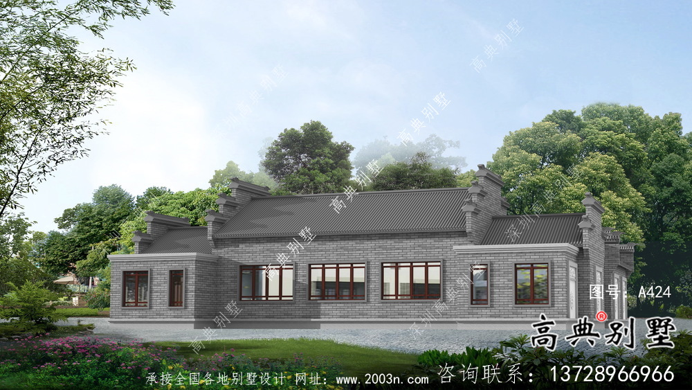 實用單層新農村院子別墅設計效果圖