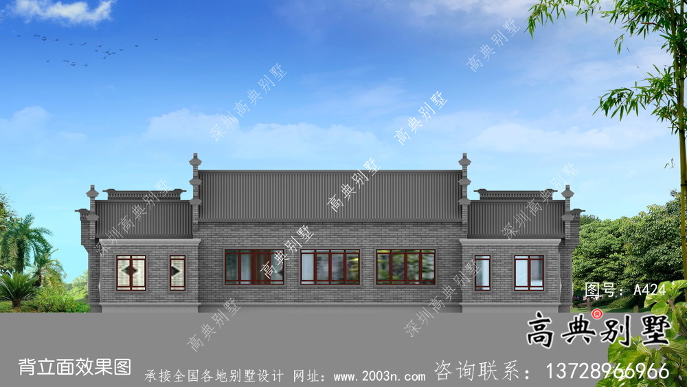 實用單層新農村院子別墅設計效果圖