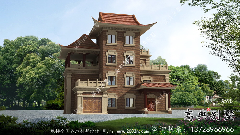農村自建四層新中式別墅設計圖紙