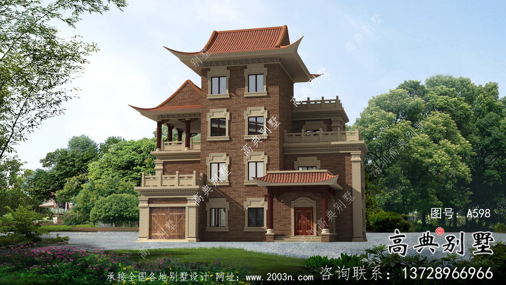 農村自建四層新中式別墅設計圖紙