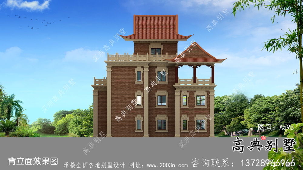 農村自建四層新中式別墅設計圖紙