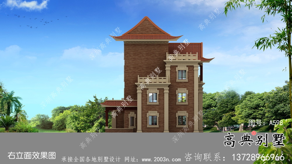 農村自建四層新中式別墅設計圖紙