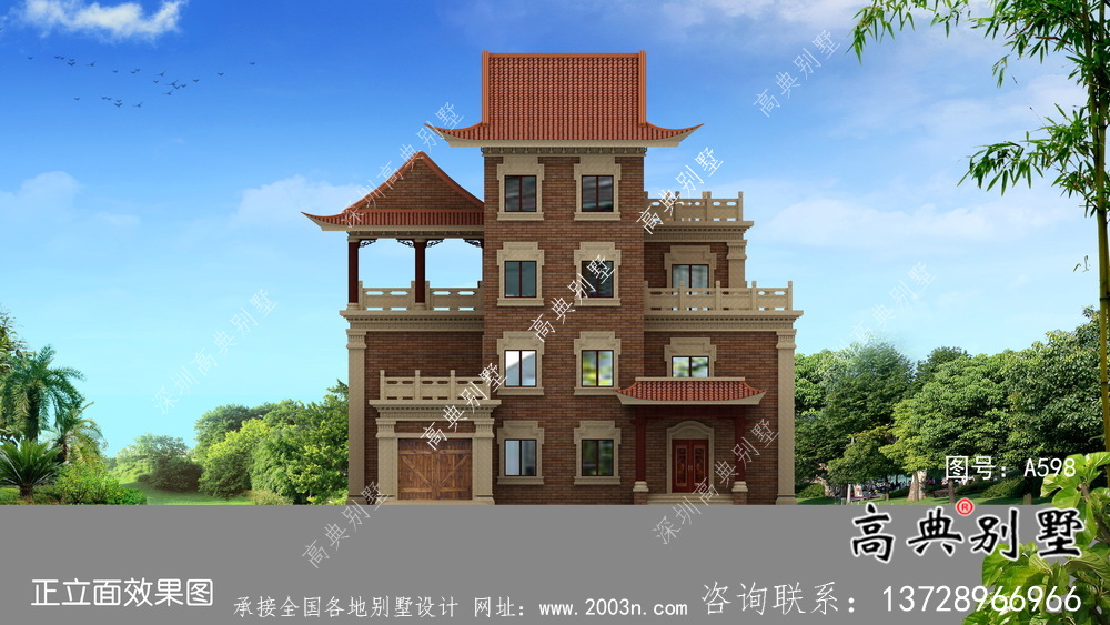 農村自建四層新中式別墅設計圖紙