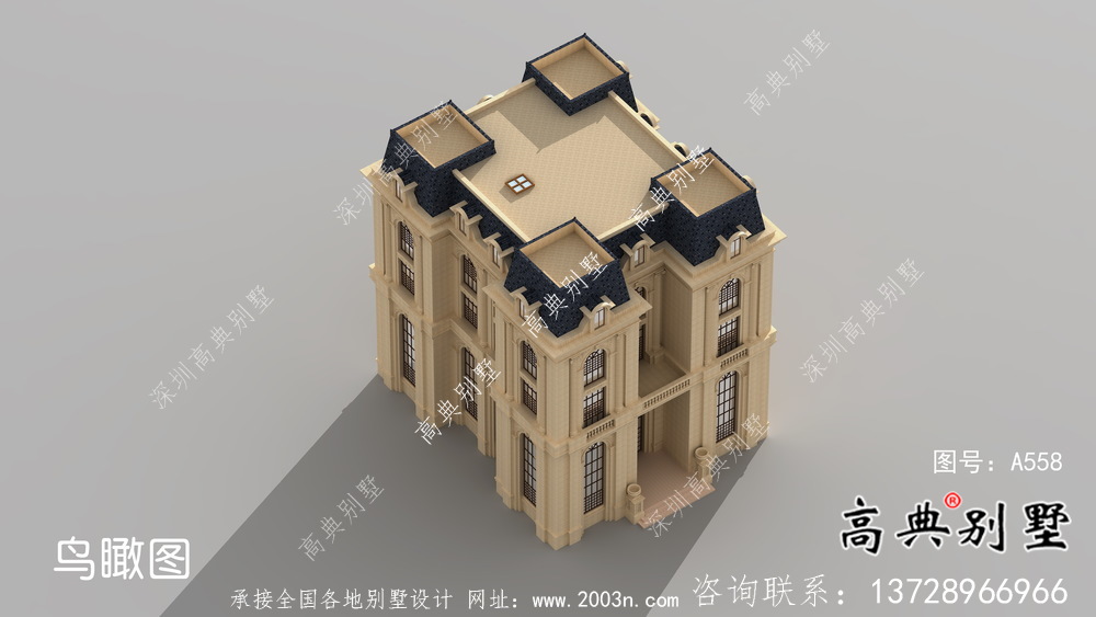 外觀樸素大方法式風格，精致的別墅建筑設計圖+效果圖