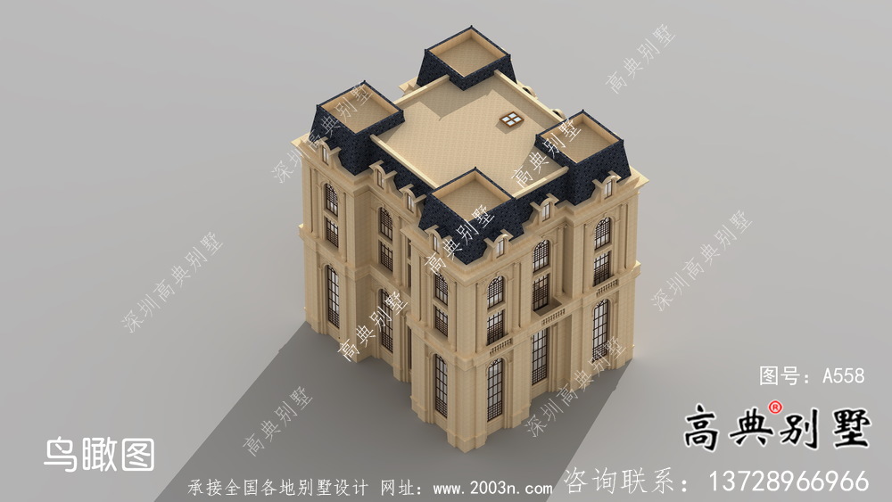 外觀樸素大方法式風格，精致的別墅建筑設計圖+效果圖
