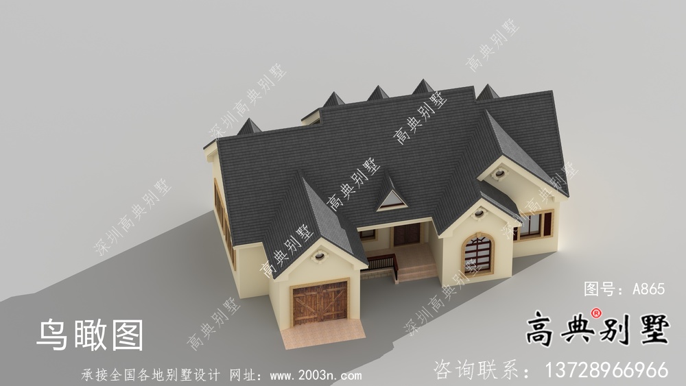 美式簡歐二層別墅帶車庫設計圖紙