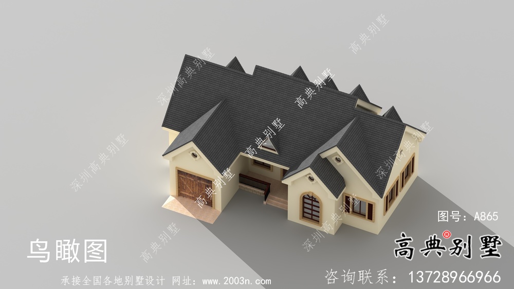 美式簡歐二層別墅帶車庫設計圖紙