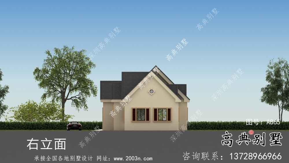 美式簡歐二層別墅帶車庫設計圖紙