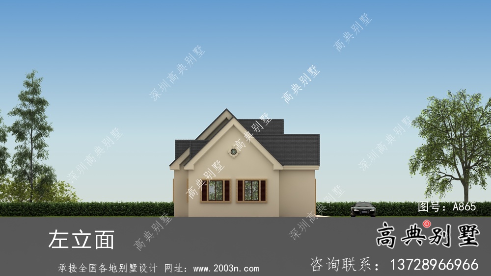 美式簡歐二層別墅帶車庫設計圖紙