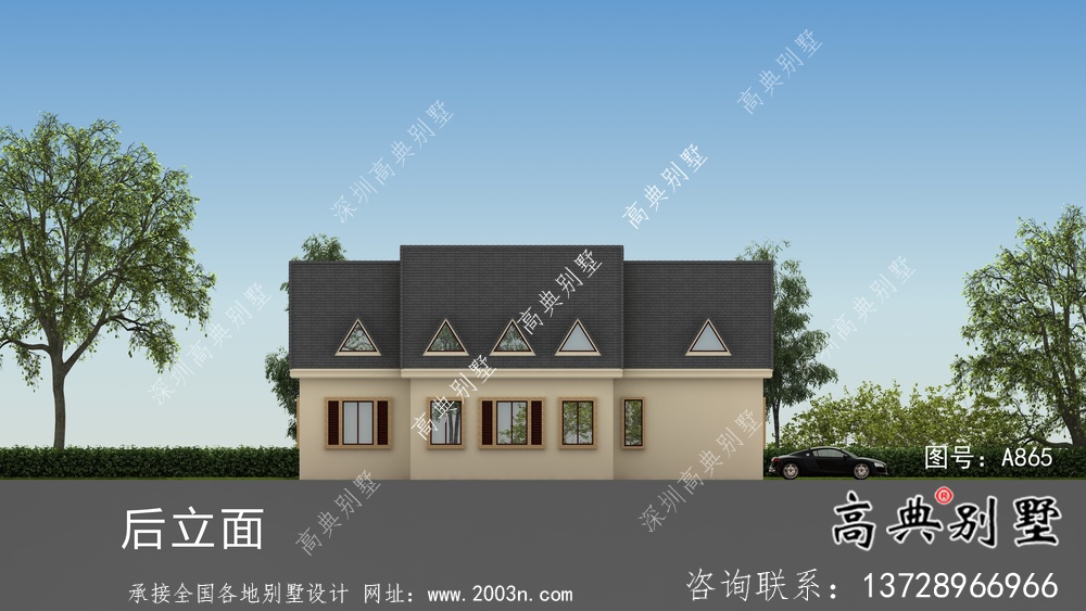 美式簡歐二層別墅帶車庫設計圖紙
