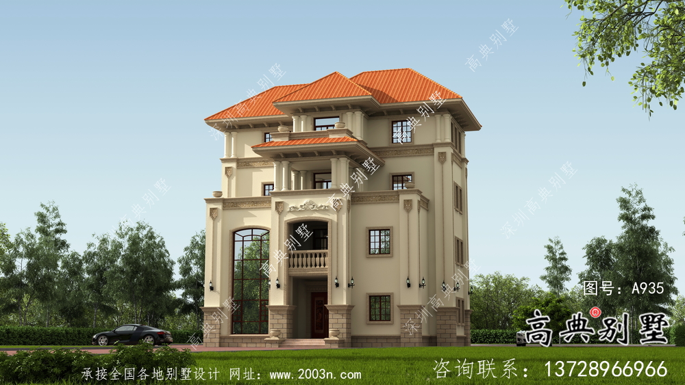 復式四層歐式別墅設計圖紙及施工圖紙