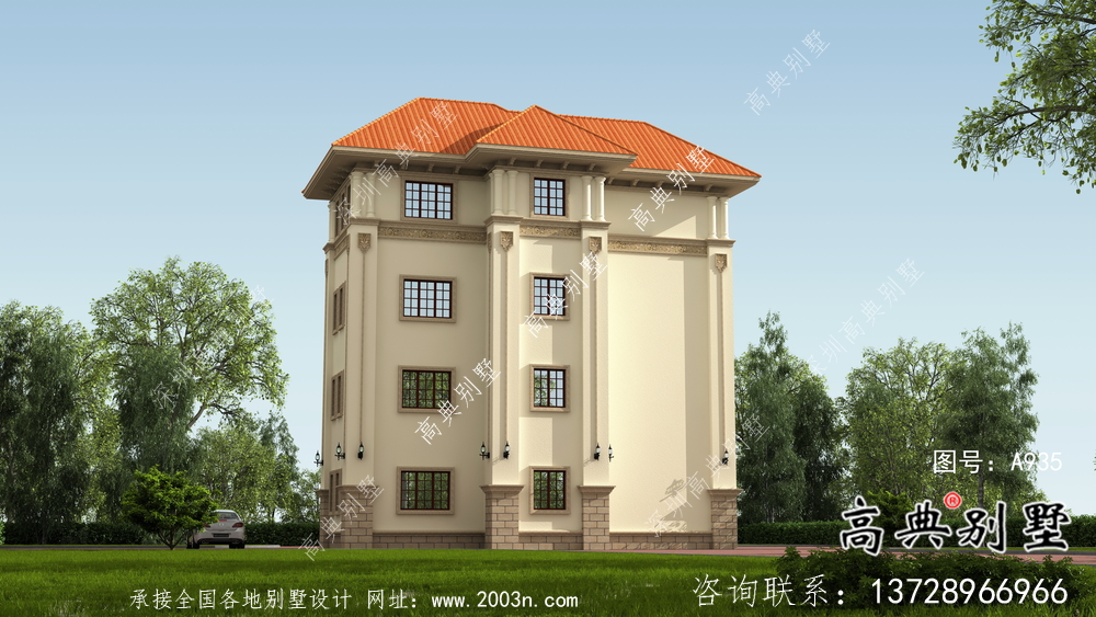 復式四層歐式別墅設計圖紙及施工圖紙