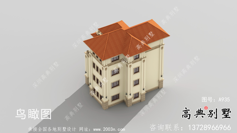 復式四層歐式別墅設計圖紙及施工圖紙