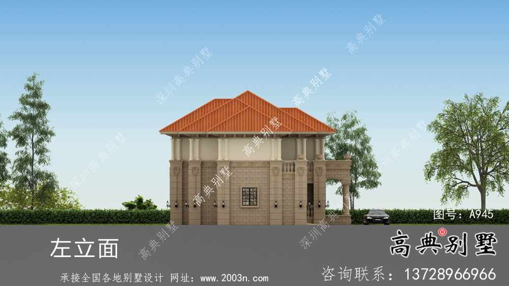 歐式二層鄉村別墅圖紙設計