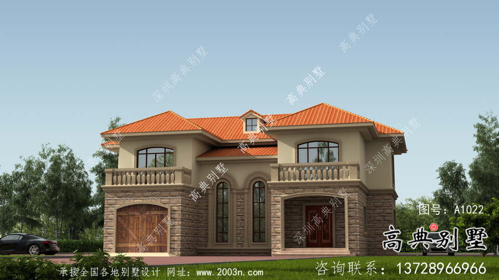 新農村復式二層歐式自建別墅設計外觀圖